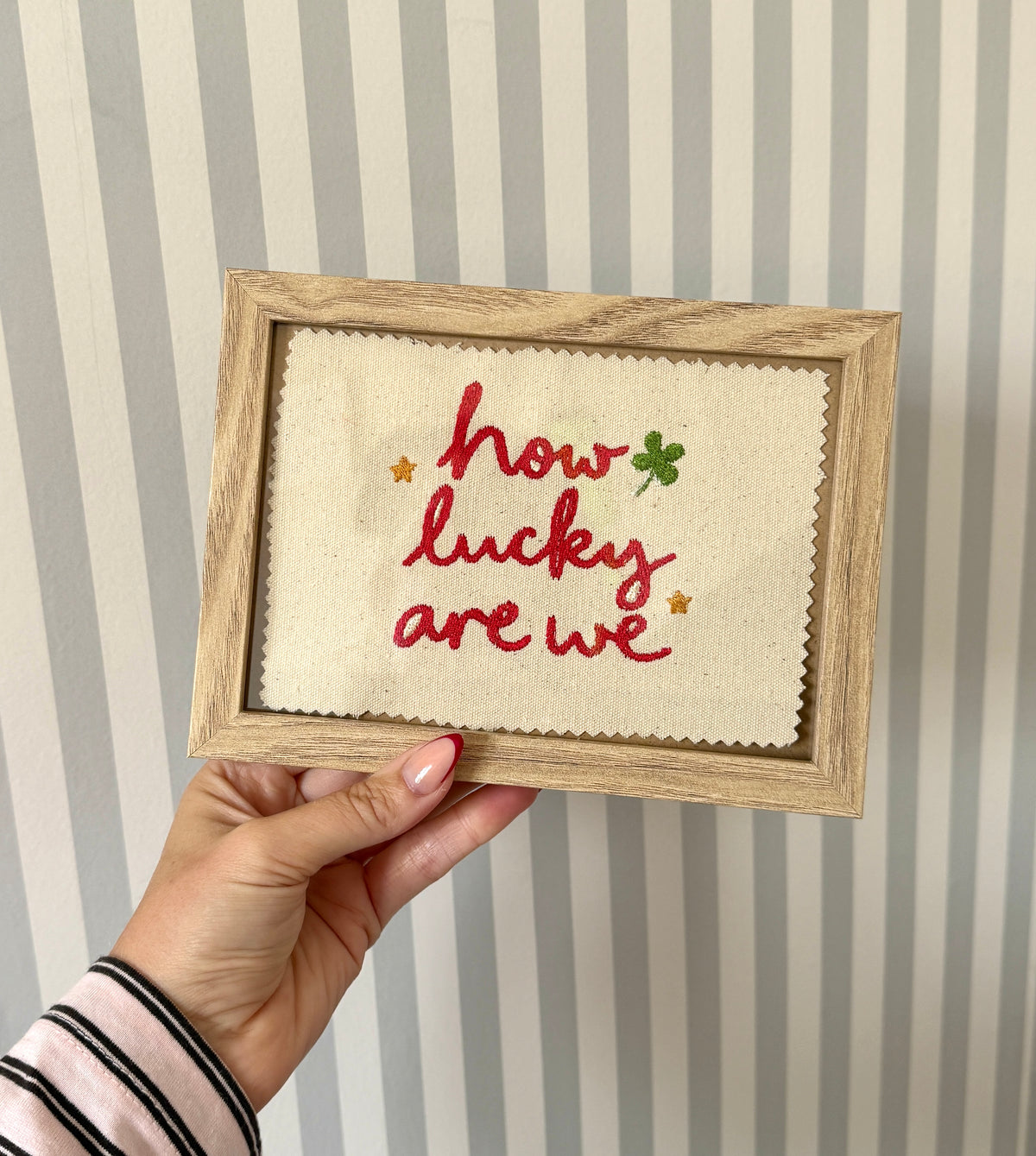How Lucky Are We? Embroidered Artwork