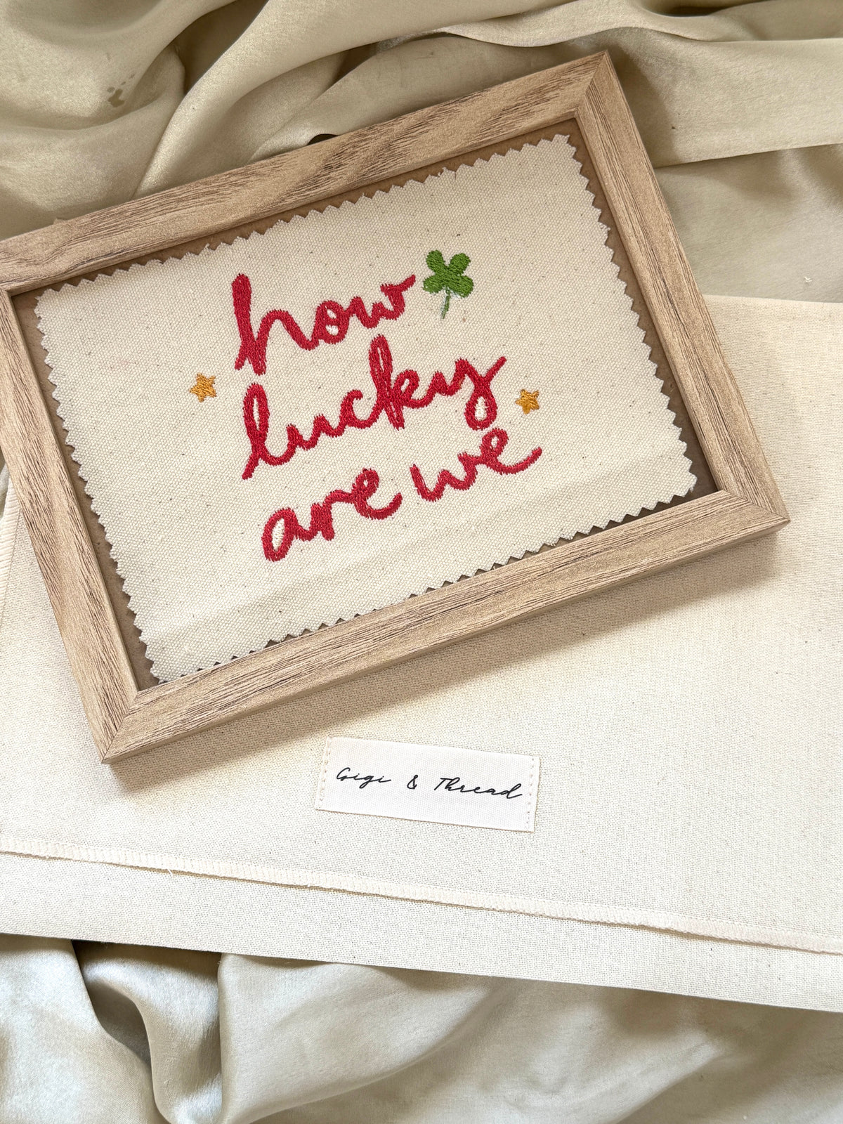 How Lucky Are We? Embroidered Artwork