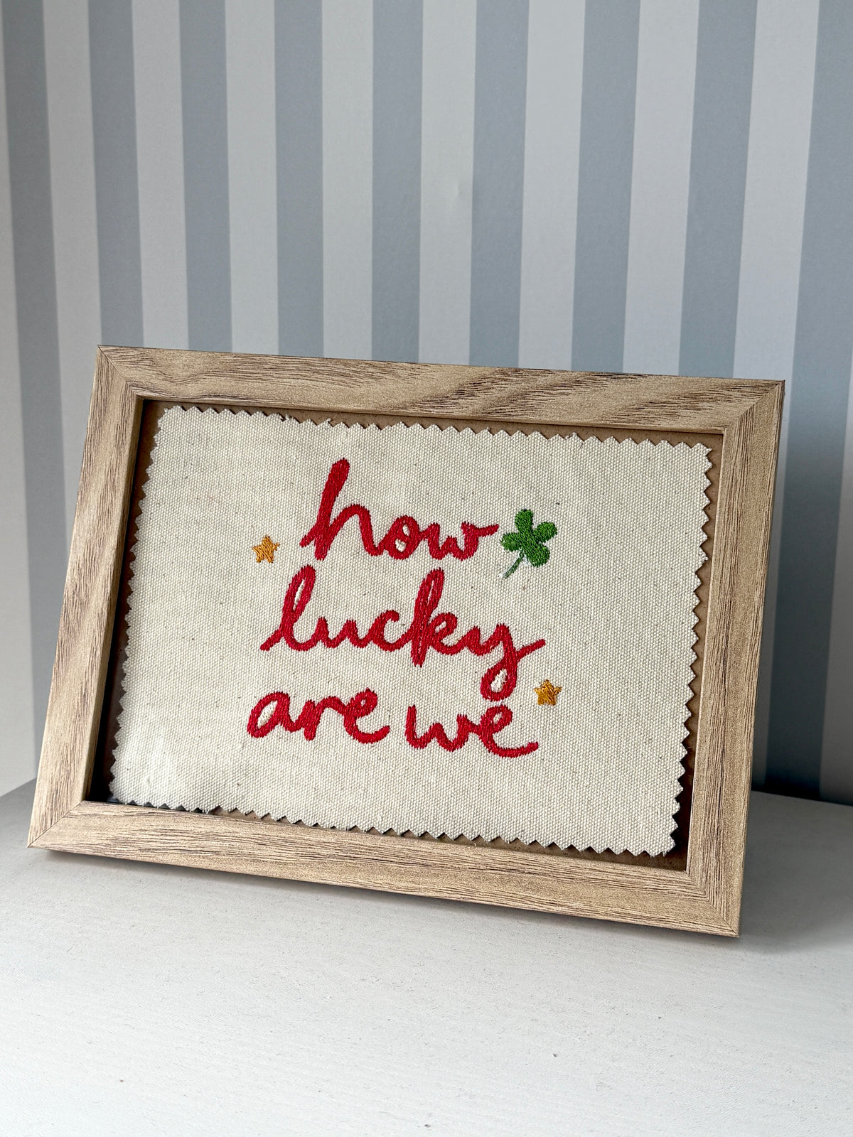 How Lucky Are We? Embroidered Artwork