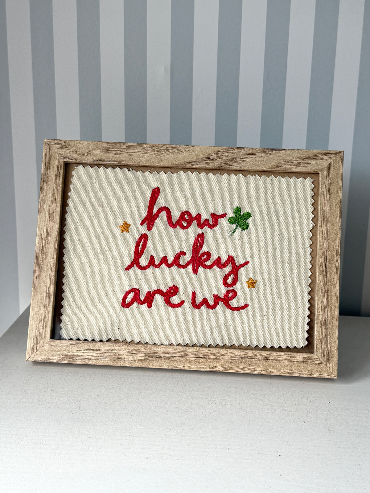 How Lucky Are We? Embroidered Artwork