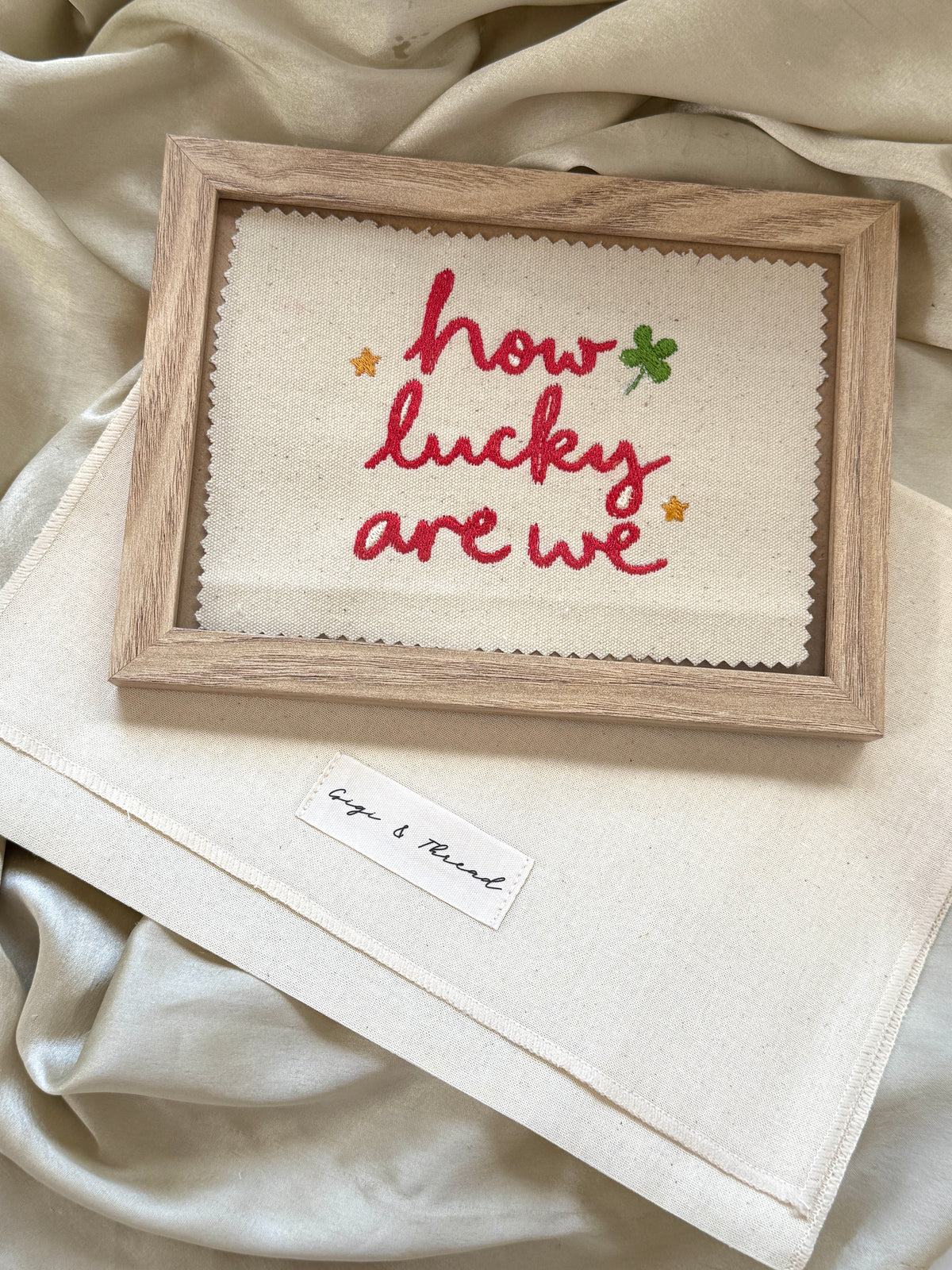 How Lucky Are We? Embroidered Artwork